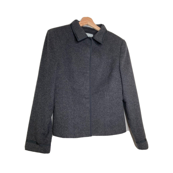 Jigsaw Womens Blazer Jacket Size 14 Snap Button Front Gray/Black Formal Workwear - Picture 1 of 11